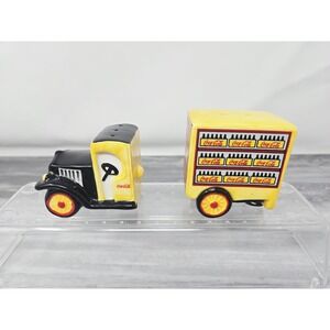 Vintage 1996 Coca Cola Delivery Truck Ceramic Salt and‎ Pepper Shaker Set 1996